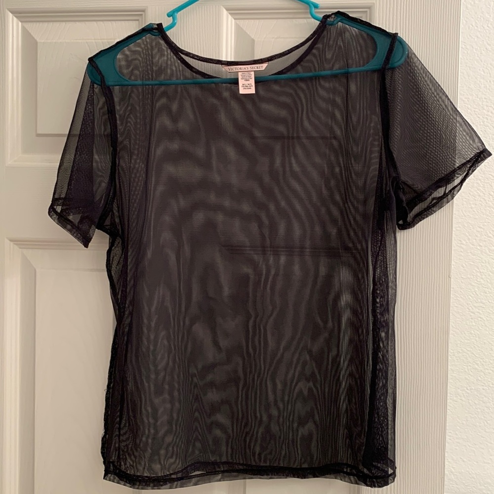 Sheer mesh see through blouse